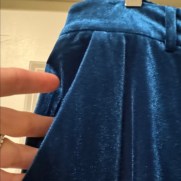 Skies Are Blue Velvet Boot Cut Pants - Dark Blue - Picture 3 of 4